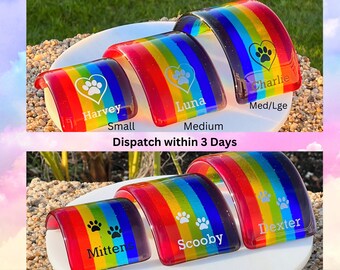 Memorial para mascotas Glass Rainbow Bridge, personalizado con una selección de 2 diseños y 3 colores: ENVÍO DENTRO DE 3 DÍAS (entre semana).