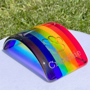 Glass Rainbow Bridge Pet Memorial, personalizado con nombre o huella de pata, opción de caja de regalo, opción de tarjeta de regalo, disponible en 3 tamaños imagen 2