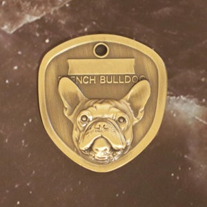 French Bulldog shield shape dog tag ID Tag Laser Deep Engraving Technology•Custom Pet Identification Tag Pet Personalized Pet Name