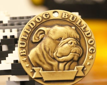 Bulldog ID Tag•Dog Tag•Laser Deep Engraving Technology•Custom Pet Identification Tag Pet Personalized Pet Name•Prevent  Lost Tag