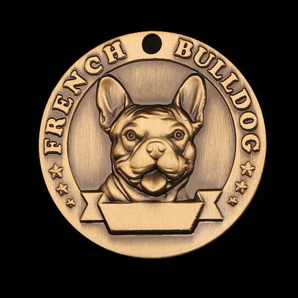 French bulldog ID Tag•Dog Tag•Laser Deep Engraving Technology•Custom Pet Identification Tag Pet Personalized Pet Name•Prevent  Lost Tag