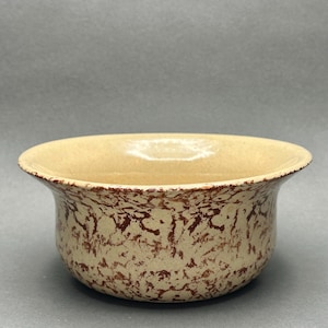Vintage RRP Co. Robinson Ransbottom Pottery Co. Brown Spongeware Stoneware Ceramic Bowl With Flared Rim