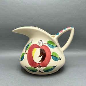 Vintage Purinton Slip Ware Apple Pattern Ceramic Pitcher With Ice Lip
