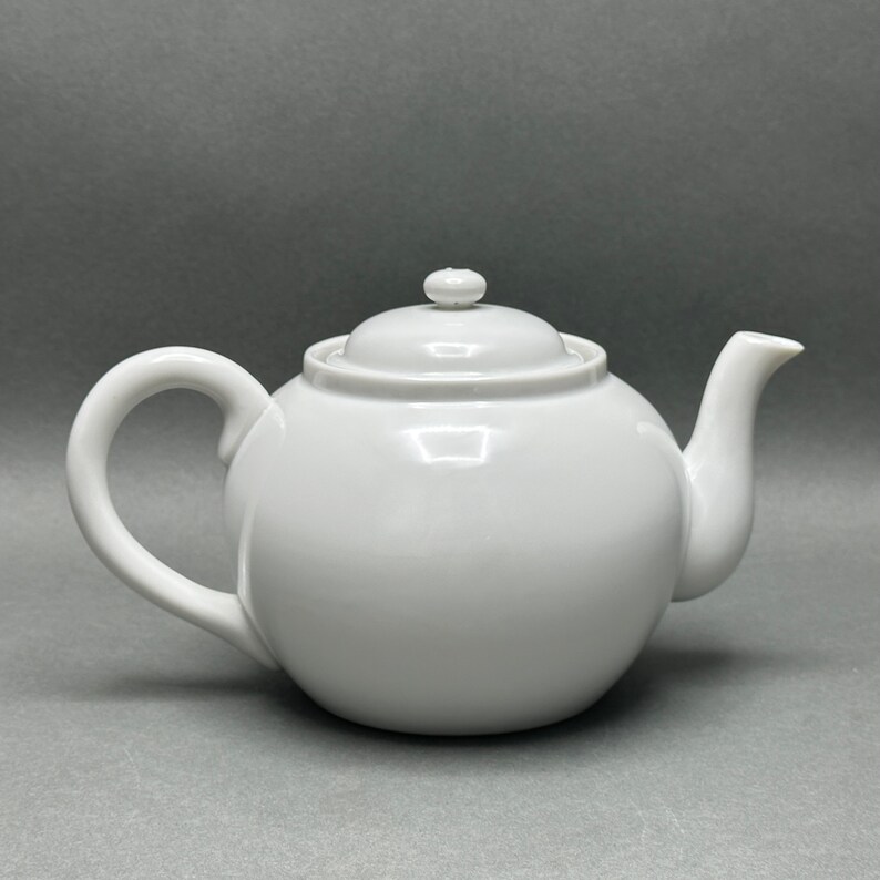 Vintage Fine White Porcelain Teapot With Leaf Strainer Insert Etsy