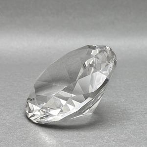 Vintage Diamond Solitaire Faceted Cut Crystal Paperweight