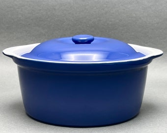 Vintage Mayfair & Jackson Cobalt Blue and White Ceramic Covered Dutch Oven