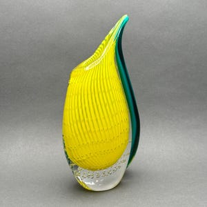 Vintage 1960’s Murano for Rosenthal Yellow and Green Vase With Controlled Bubble
