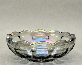 Vintage Federal Glass “Colonial Yorktown” Smoke Carnival Glass Bowl 