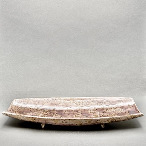 Vintage Stangl Pottery Mid-Century  Mottled Purple Glaze Footed Bread Serving Tray