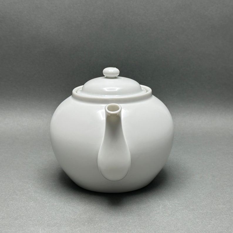 Vintage Fine White Porcelain Teapot With Leaf Strainer Insert Etsy