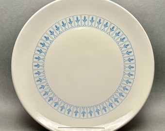 Vintage Mid Century Modern Blue Fleur de Lis Chop Plate