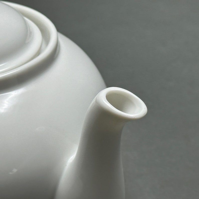 Vintage Fine White Porcelain Teapot With Leaf Strainer Insert Etsy