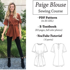 Paige Blouse Sizes X-small, Small, Medium PDF Home Printing Sewing ...