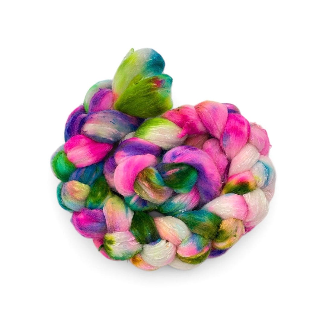 Wool Slubs Electric Carnival - Merino Wool & Silk Slubs - Spinning Fibre/fiber - Etsy