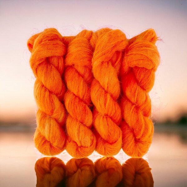 ORANGE SQUASH - Baby Suri Alpaca And Mulberry Silk - Lace Weight - Hand Dyed Yarn - 50g Skein