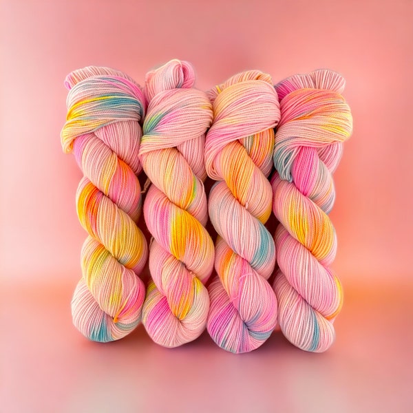 SO SWEET - Hand Dyed Yarn -  100%   Merino Wool  - Fingering/Sock Weight Yarn  - 100g Skein