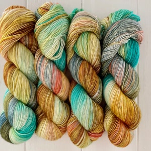 BEACH HAPPY  - Hand Dyed - Luxury Single Ply Yarn - Super Wash Merino Wool & Mulberry Silk  - 100g Skein