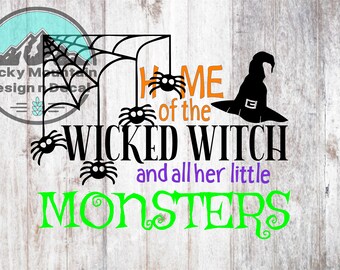 Witch and Her Little Monsters SVG, PNG, DXF Instant Download