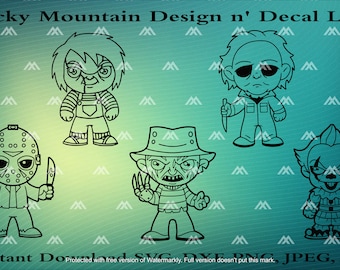Freddy, Jason, Michael, IT, Chucky Horror Character Instant Download Svg, Dxf, AI, Jpeg, Png