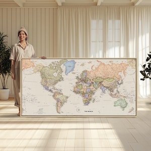 Mapa del Mundo Serene Grace: Edición Pasteles Suaves - Decoración Profesional Detallada del Siglo XXI