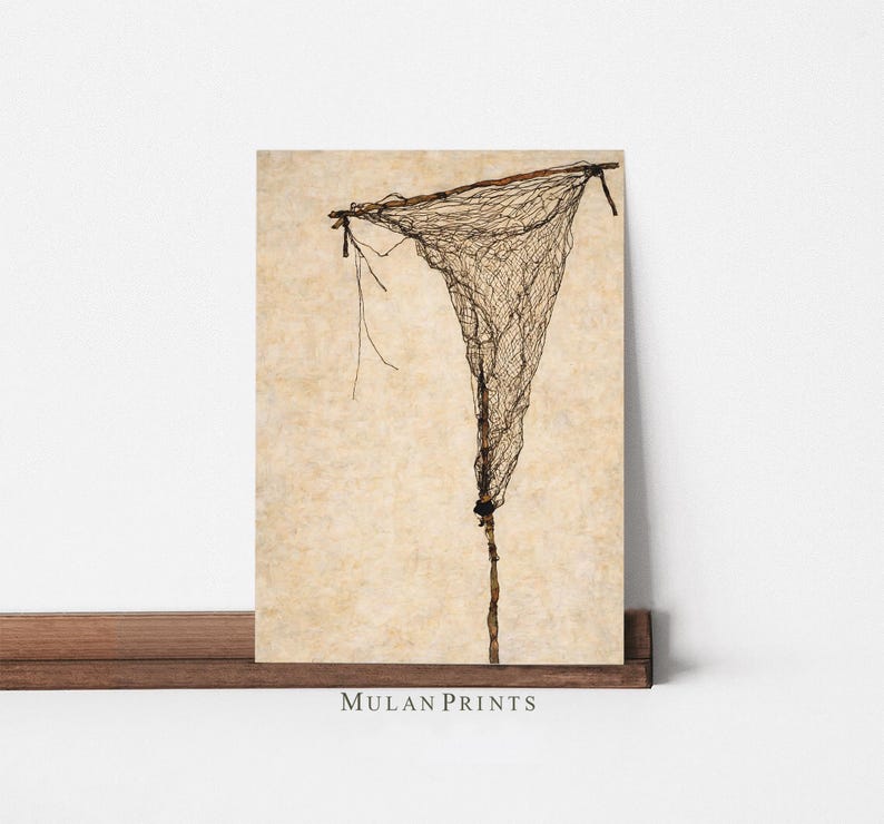 Unique Fishing Net Prints Pristine Wall Art PRINTABLE Antique Sketches