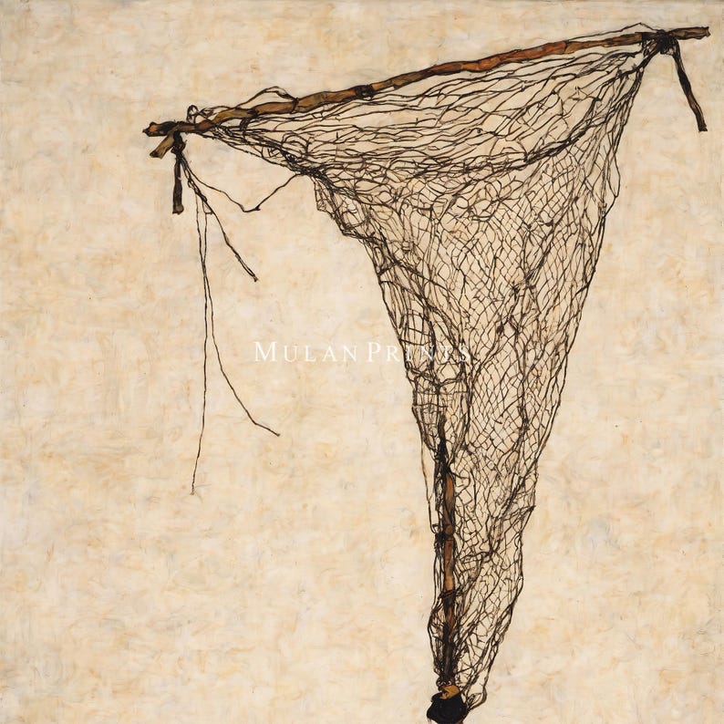 Unique Fishing Net Prints Pristine Wall Art PRINTABLE Antique Sketches
