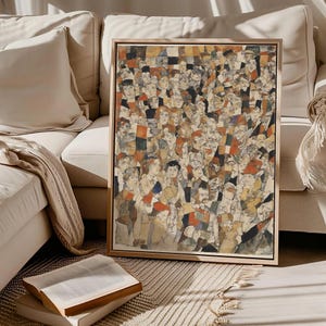 Original Vintage Storybook Crowd Art | Original Fairy Tale Town Wall Art | Aesthetic Poster Crowd of People | SV085