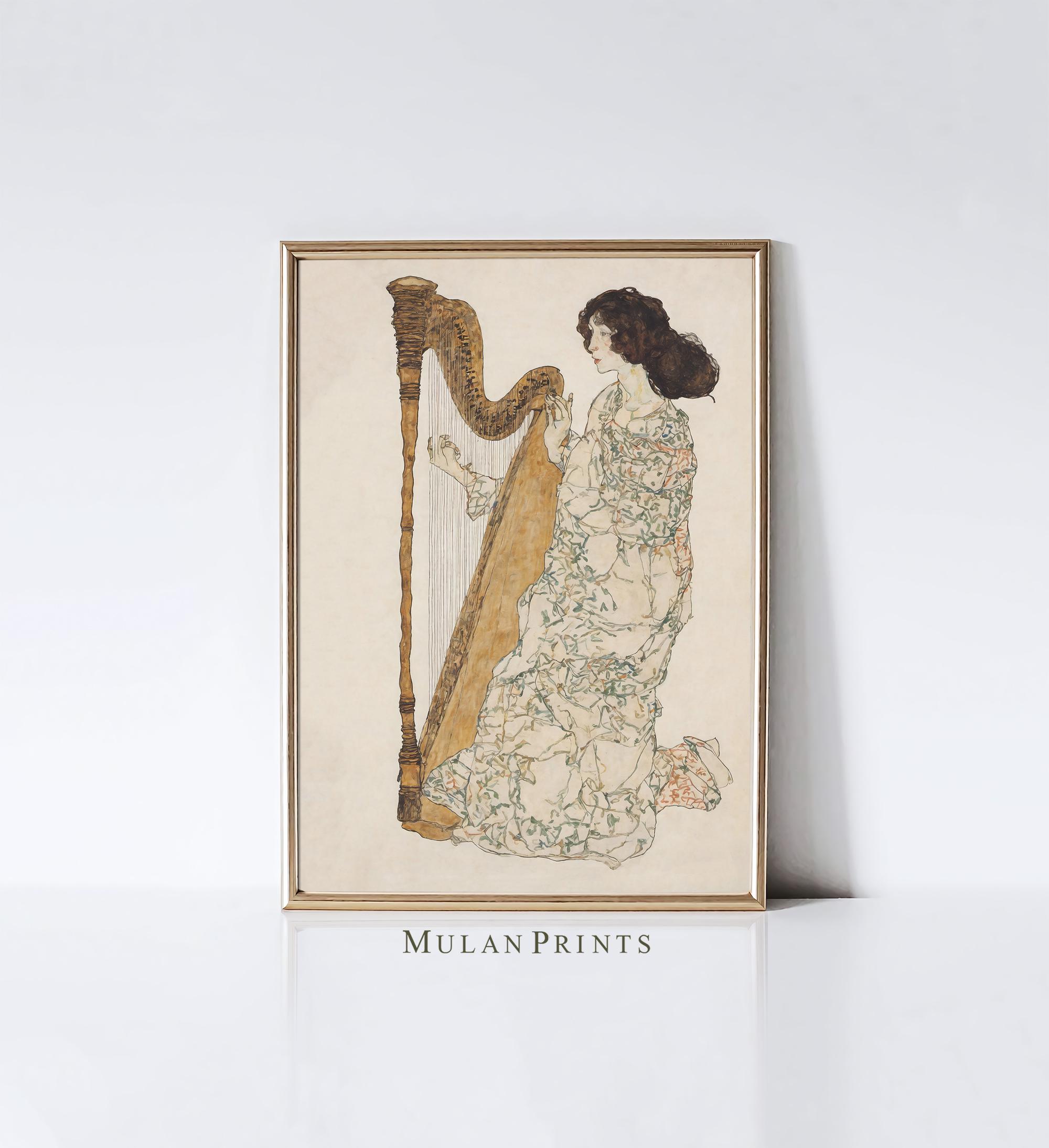 ハープを演奏する女性のオルゴール ハープを演奏する女性のオルゴール Harp painting - Etsy 日本