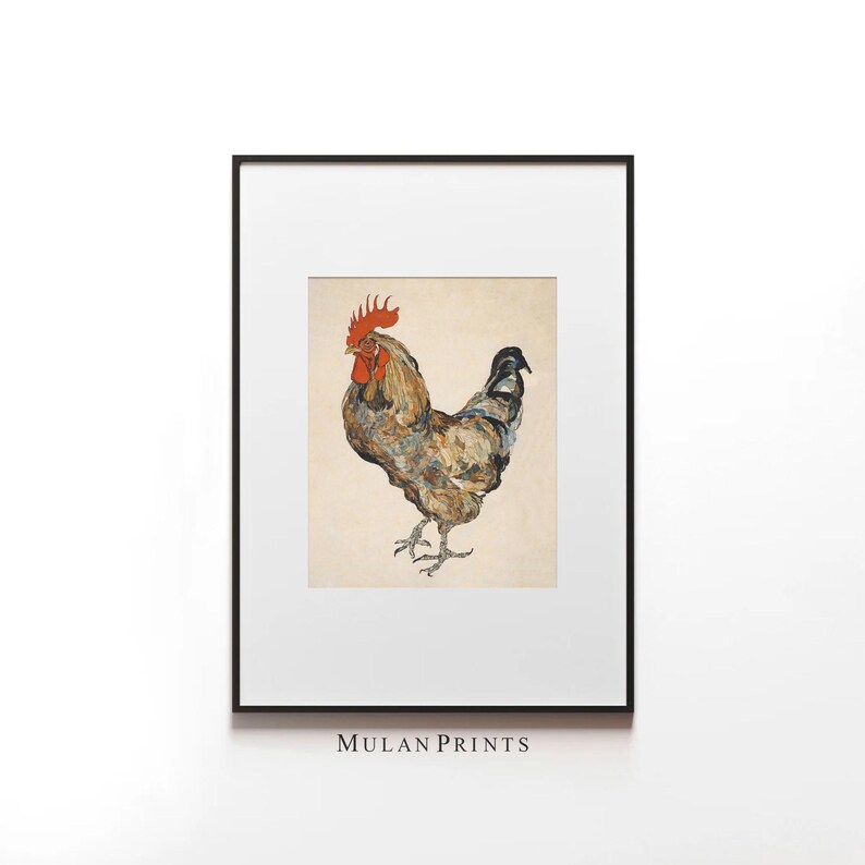 Aesthetic Rooster Prints PRINTABLE Funny Cockerel Wall Decor Cock