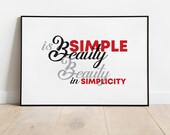 Simple is Beauty, Art Download, Printable Art, Living Room Wall Decor, Office Wall Decor, Cafe Wall Decor, Coffee House Wall Decor, Poster