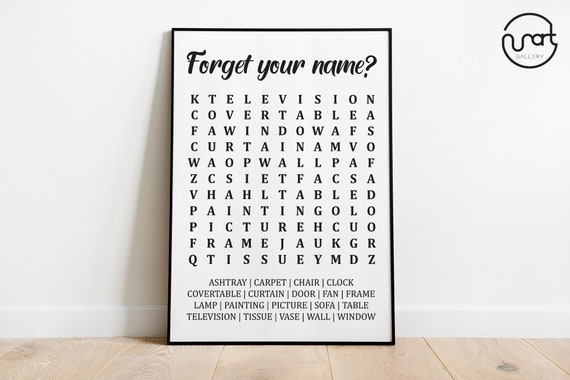 Crossword Puzzle Print Forget Your Name Art Download Etsy