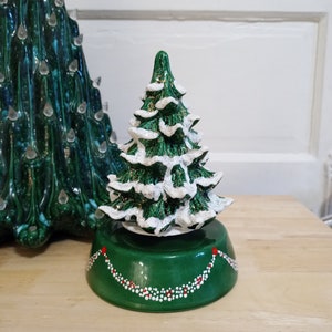 Vintage Ceramic Christmas Tree Wind Up Music Box