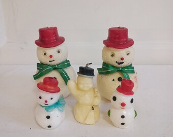 Vintage Snowman Candles - Set of 5