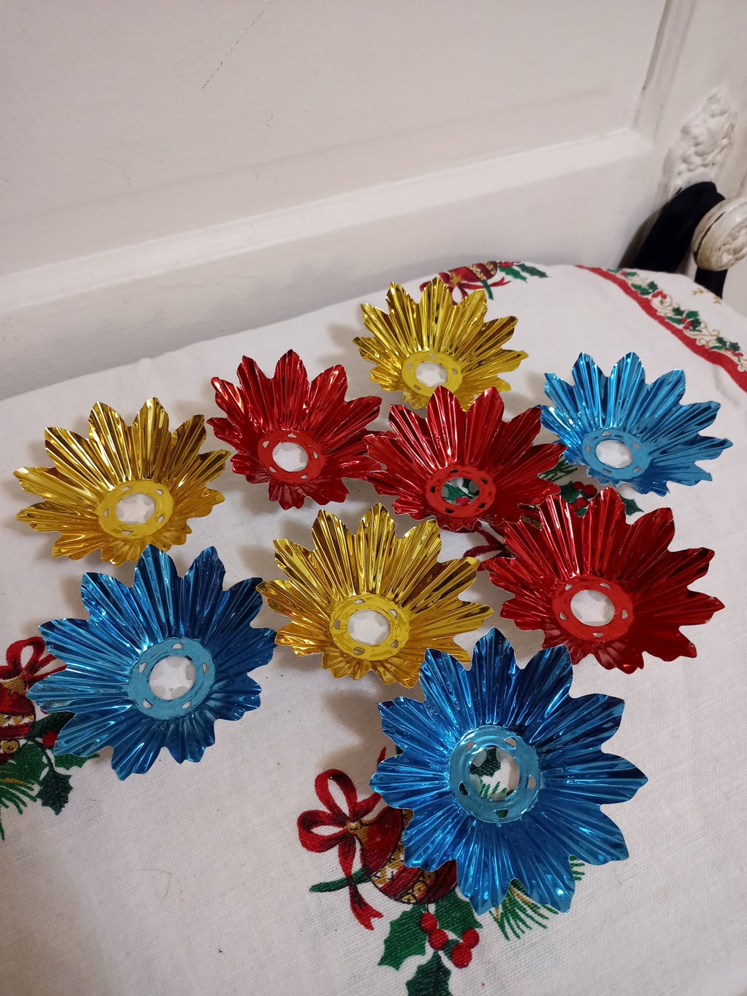 Vintage Aluminum Christmas Light Reflectors Set of 9 Etsy