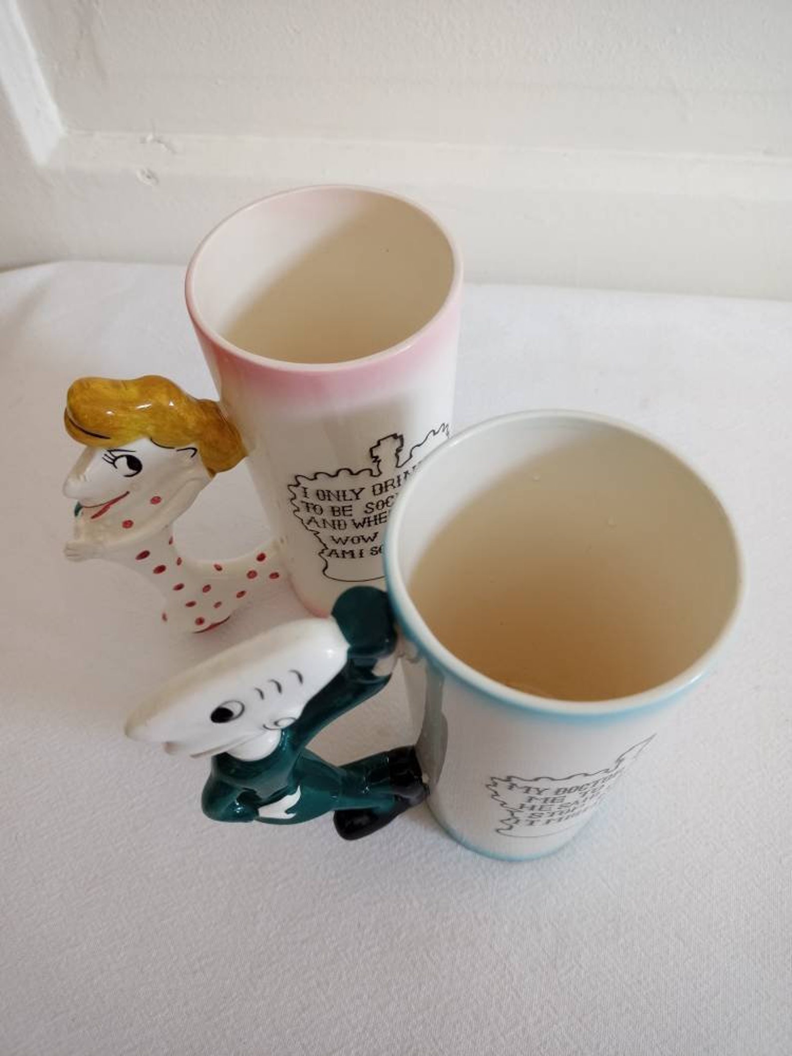 Vintage 1950's Novelty Ceramic Beer Mugs Etsy