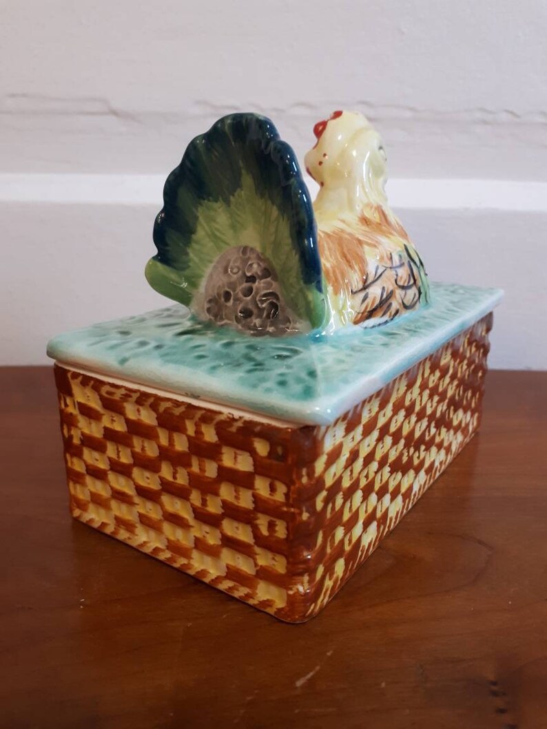 Vintage Ceramic Chicken Butter Dish Etsy