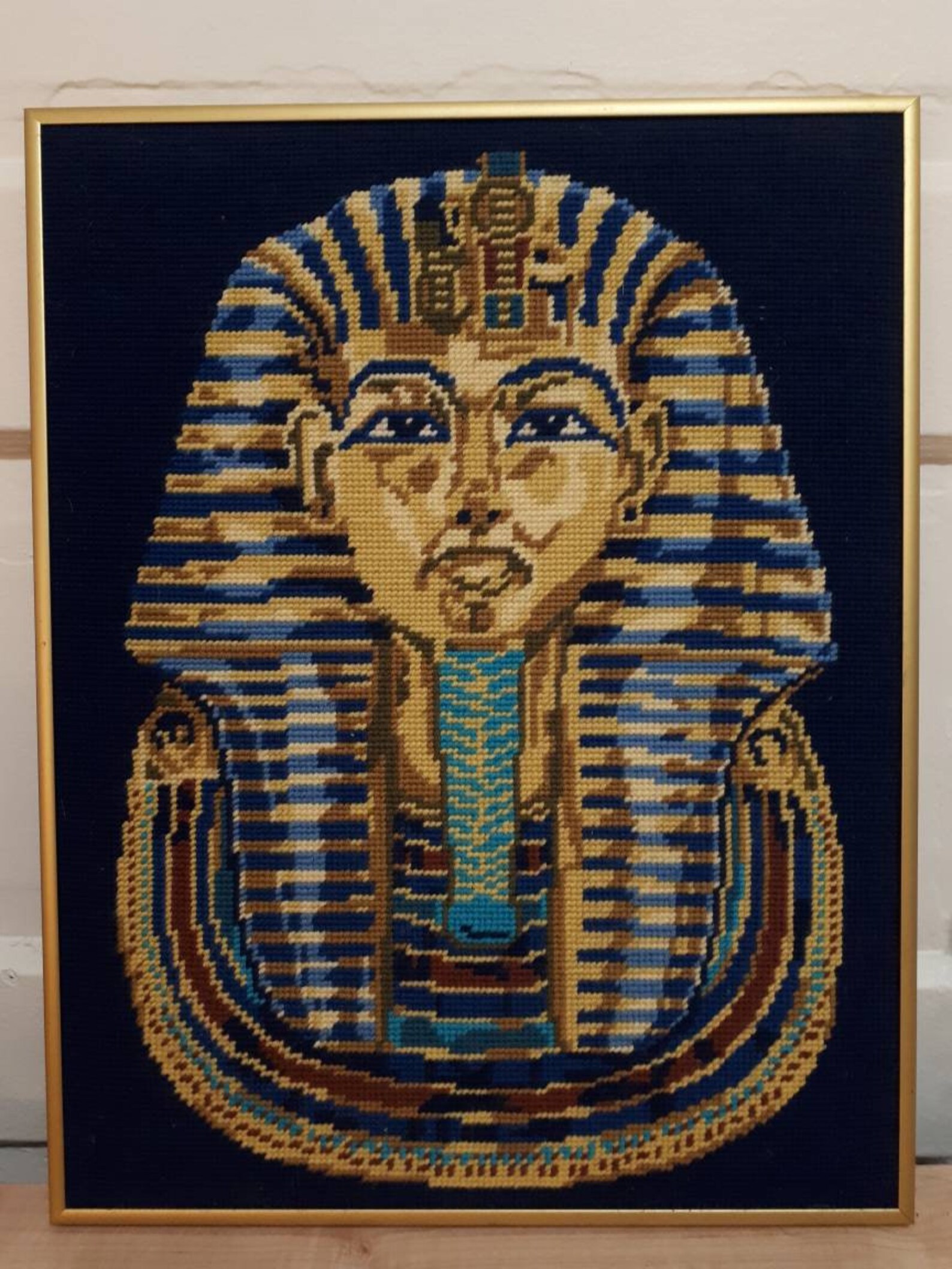 Vintage Needlepoint King Tut Framed Wall Art Etsy