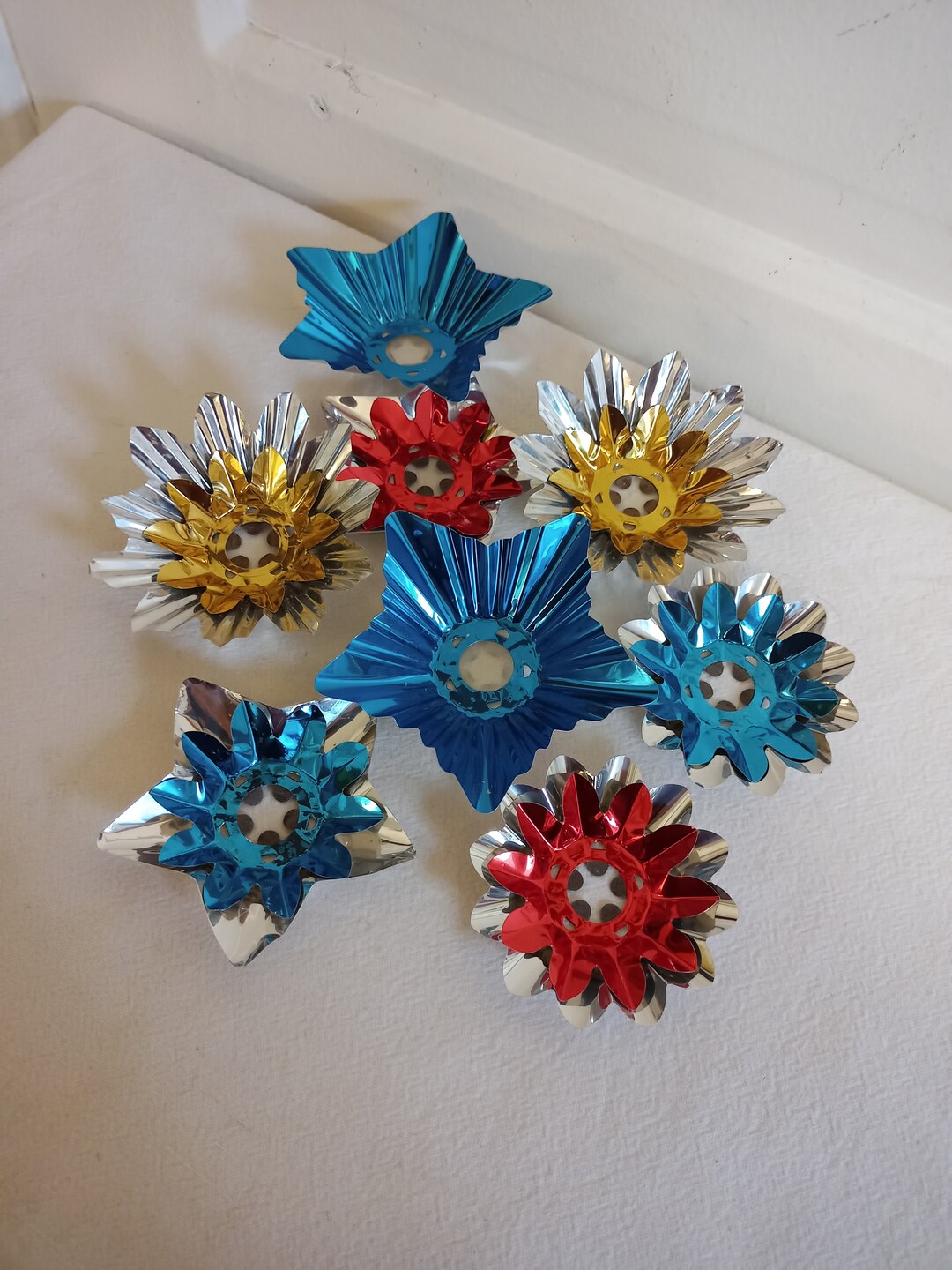 Vintage Aluminum Christmas Light Reflectors Set of 8 Etsy
