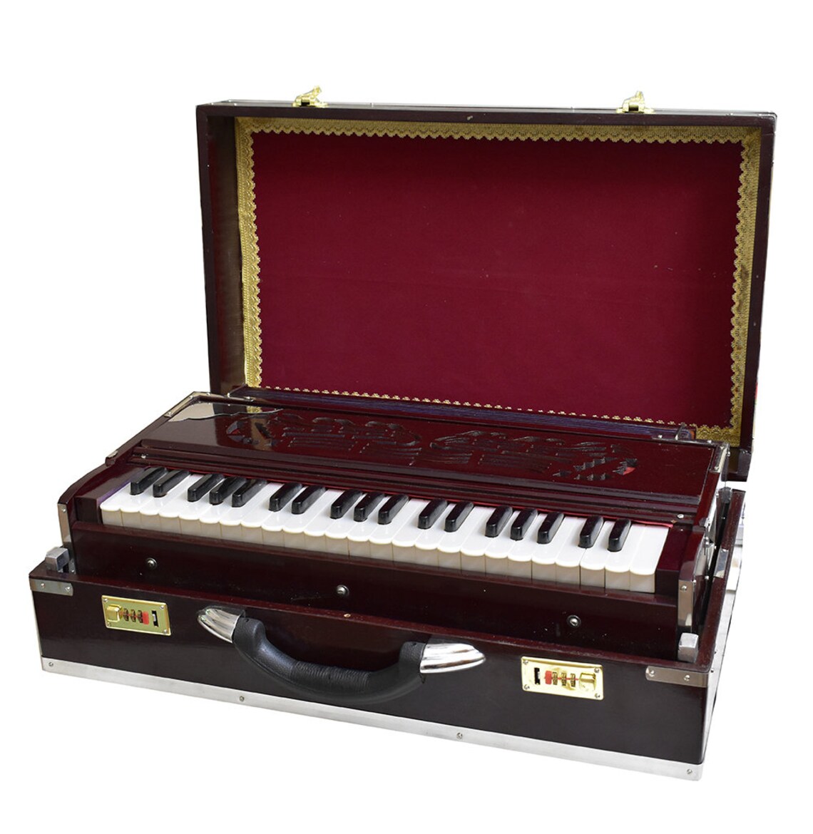 Deluxe Portable Harmonium Dark Mahogany 2 Reeds 3.5 octaves Etsy