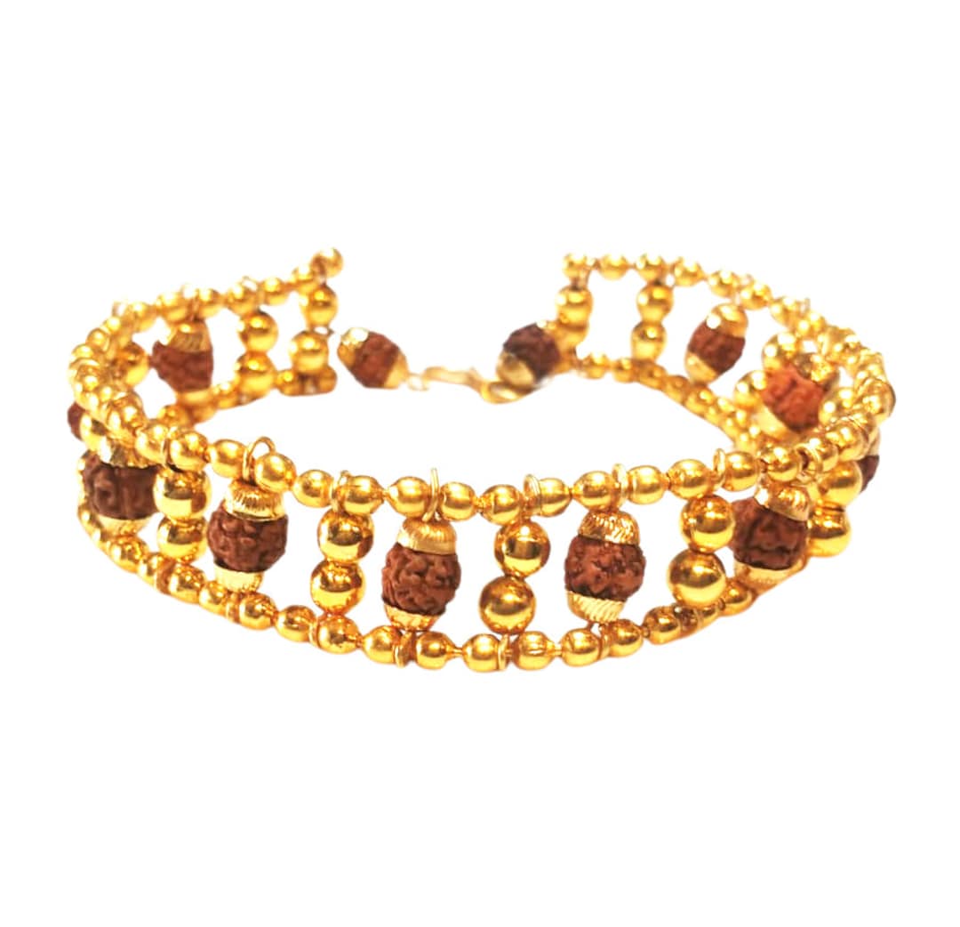 22K Gold Rudraksha Bracelet | Raj Jewels