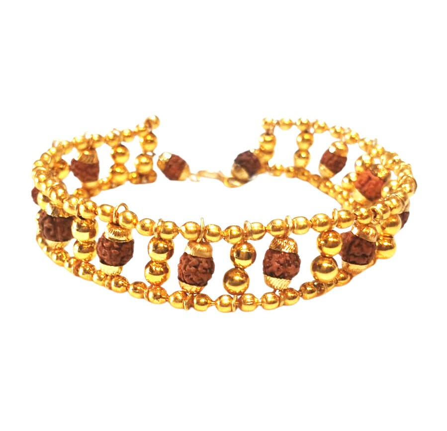 Om Fancy Design High-Quality Gold Plated Rudraksha Bracelet for Men - Style  C732 – Soni Fashion®