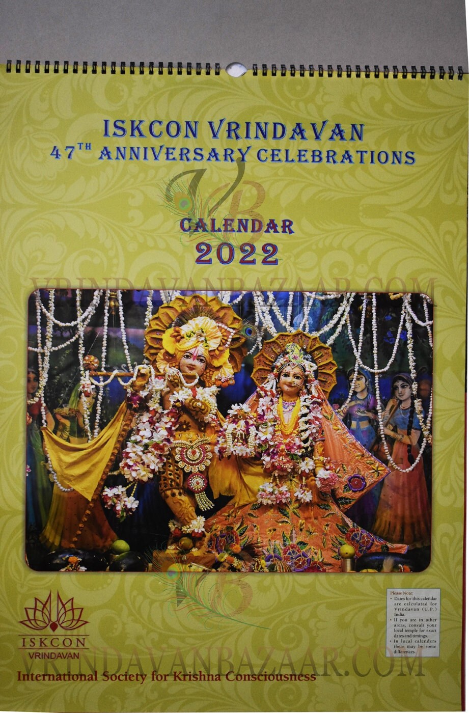 Iskcon Calendar 2022 Iskcon Vrindavan 2022 Calender | Etsy Ireland