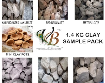 Half Roasted nakumatt, Red Nakumatt, Metapulgite, Mini-Clay pots, Strawberry, Real Rose & Silver Rose 1.4kg Clay Sample Pack