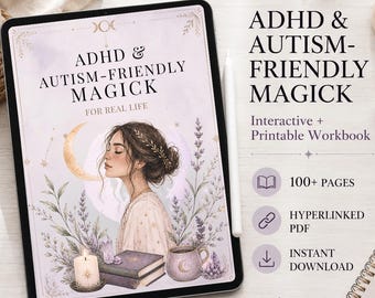 ADHD Witchcraft Workbook PDF | Autism-Friendly Grimoire | Neurodivergent Spiritual Journal | Executive Dysfunction Planner | Hyperlinked