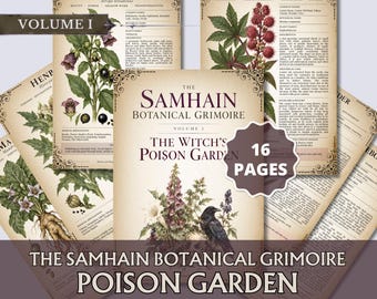 Poison Garden Grimoire Pages, Witchcraft Botanical Printable, Book of Shadows