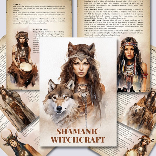 SHAMANIC WITCHCRAFT. Basics. Printable beautiful grimoire pages.