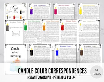14 Pages CANDLE COLOR CORRESPONDENCES - Instant Download