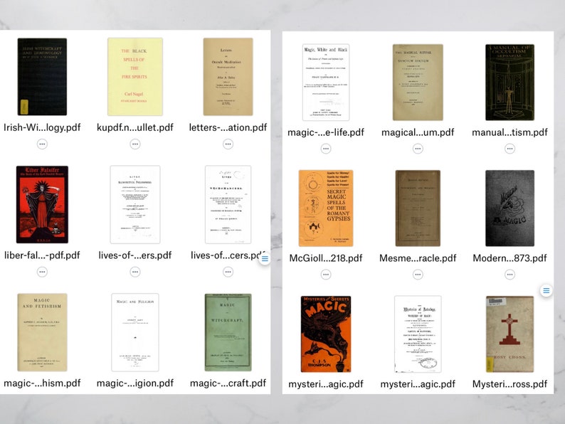Puede incluir: Un collage de portadas de libros que presentan varios t&iacute;tulos relacionados con la magia, la brujer&iacute;a y lo oculto. Las portadas son una mezcla de dise&ntilde;os vintage y modernos, algunas con ilustraciones y otras solo con texto.