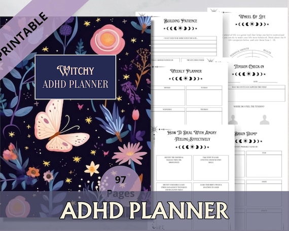 ADHD Planner Printable PDF | Witchy Planner | Digital Focus Journal | Productivity Planner | GoodNotes | Instant Download