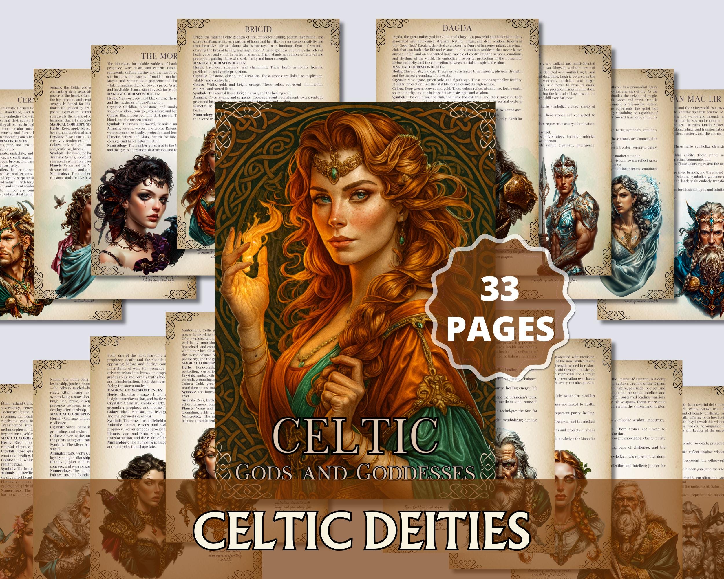 Celtic Gods and Goddesses Grimoire Pages Printable | Wicca Altar Pages ...